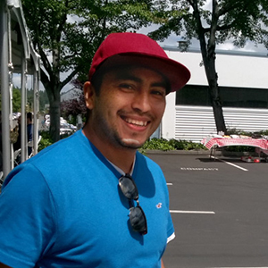 Employee with food at bbq