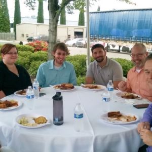 LDC employee enjoying company bbq