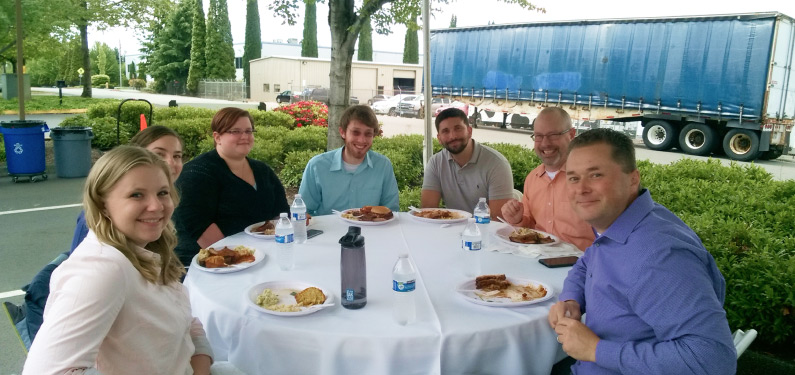 LDC employee enjoying company bbq